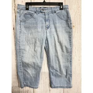Gloria Vanderbilt Women 12 Light Wash Cropped Jeans Denim Flap Back Pockets Blue